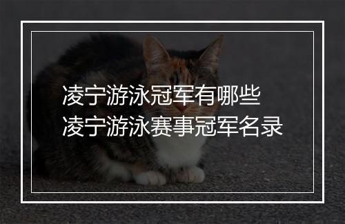 凌宁游泳冠军有哪些　凌宁游泳赛事冠军名录